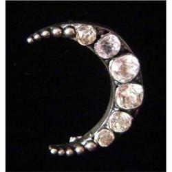 Antique Paste & Sterling Silver Crescent Pin #1644590