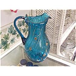 Blue Handpainted Victorian Style Pitcher #1644597