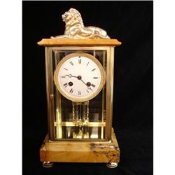 A French 4-glass brass and marble mantel clock #1656549