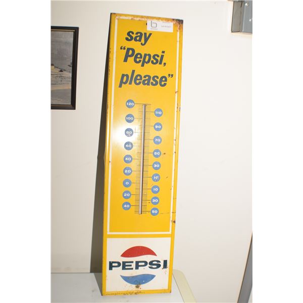 PEPSI COLA VINTAGE METAL THERMOMETER / WORKING