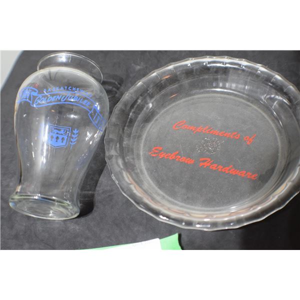 SASKATCHEWAN 1955 JUBILEE VASE / EYEBROW HARDWARE GLASS PLATE