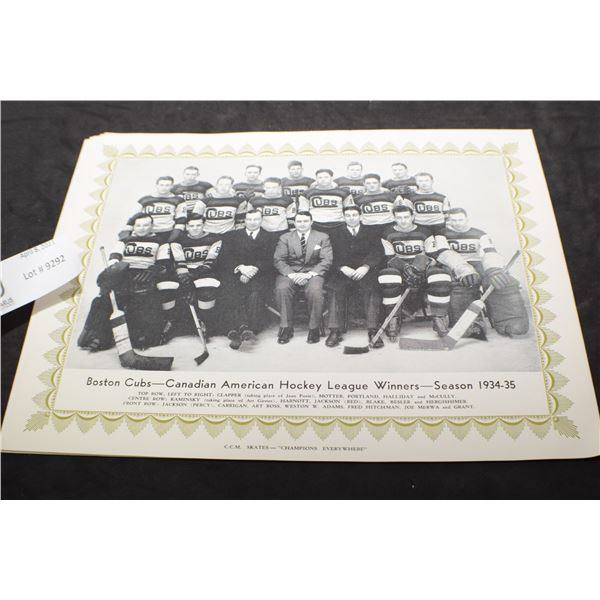 CCM HOCKEY TEAM PICTURE 1934-35 BOSTON CUBS