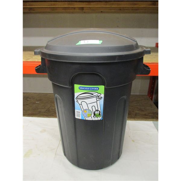 Plastic Garbage Can and Lid: 27" High