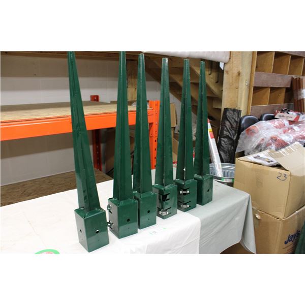 Six Metal Ground Spikes: 4" x 4" x 36"