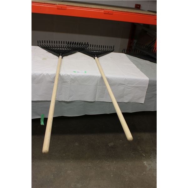 (2X THE MONEY) Pair of Plastic Head Garden Rakes