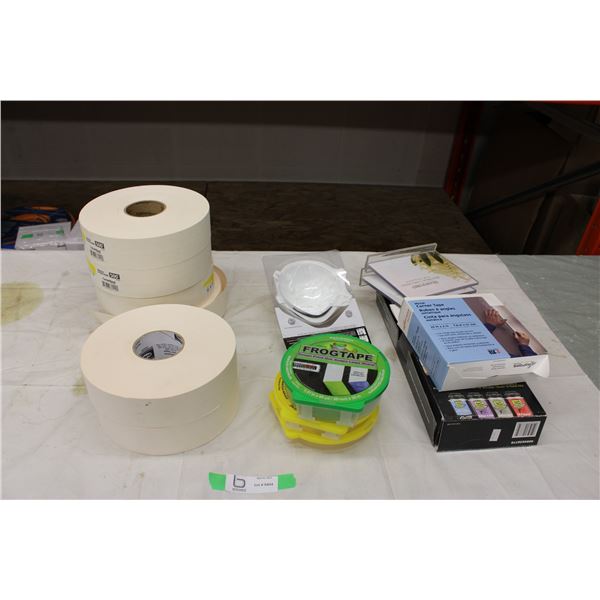 Six Rolls of Drywall Tape and Accessories