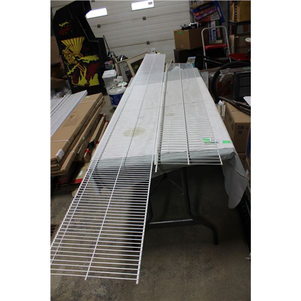 Large Quantity of White Steel Store Shelving and Accessories