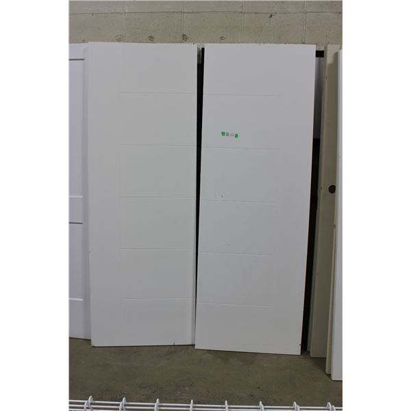 (2X THE MONEY) Pair of White Wooden Doors: 28" x 80"