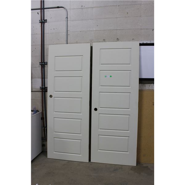 (2X THE MONEY) Pair of Off-White Wooden Doors: 30" x 80"