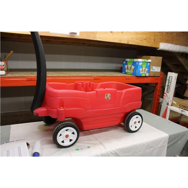 Plastic Kids Pull Wagon with Handle: 34" Long