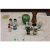 Image 1 : Assorted Salt + Pepper Shakers with Miniature Vases