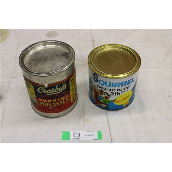 Crosby Molasses Tin and Squirrel Peanut Butter Tin