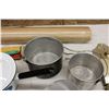 Image 3 : White Enamel Pot with Lid and Assorted Kitchenware