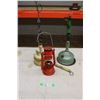 Image 1 : Pair of Gas Lanterns with Brass Pump and Small Barn Lantern