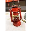 Image 4 : Pair of Gas Lanterns with Brass Pump and Small Barn Lantern