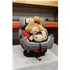 Image 1 : Child's Car Seat with Three Stuffed Teddy Bears
