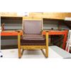 Image 1 : Wooden Rocker Chair with Armrests and Leather Cushions