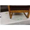 Image 4 : Wooden Rocker Chair with Armrests and Leather Cushions