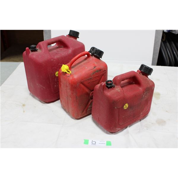 Three Plastic Gas Jerrycans