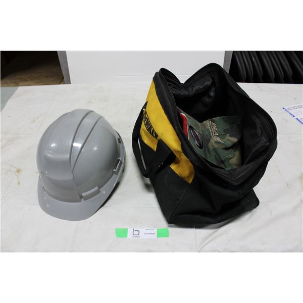 Plastic Hardhat and DeWalt Tool Bag
