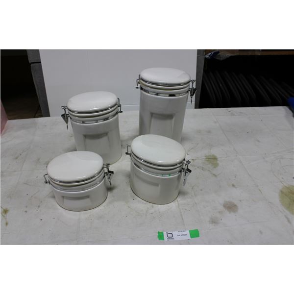 Four Piece White Cannister Set with Lids