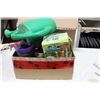 Image 1 : Box of Christmas Decorations and Box of Garden Supplies