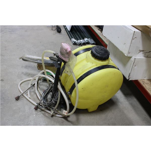 Sprayer Tank and Hoses and Brackets for Mounting in front of a Baler