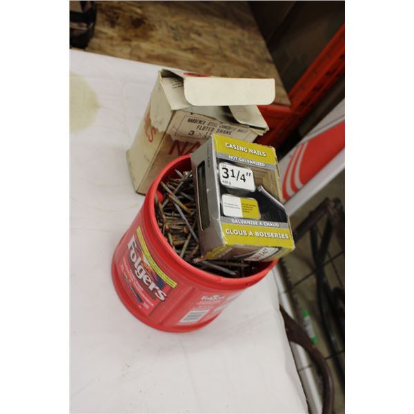 Large Bin of Misc Nails, Lights, Ratchet Straps
