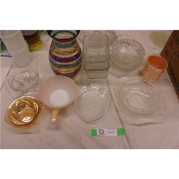 Misc Glass Lot Vases, Cups and Dishes