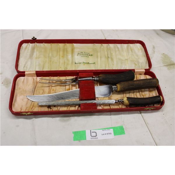 Knife Cutting Set with Stag Handles