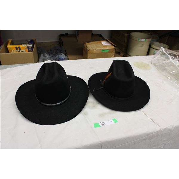 (2X THE MONEY) 2 Black Felt Cowboy Hats