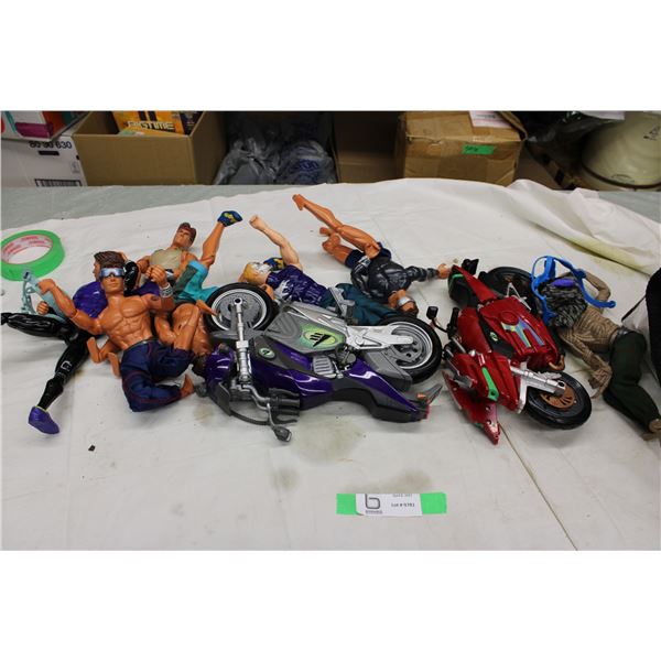 Kids Toy Action Figures and Motorcycles