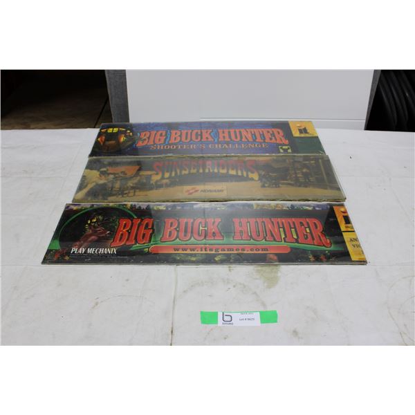 2 Buck Hunter + 1 SunsetRiders Arcade Game Headers - used