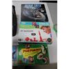 Image 5 : Basket Box Lot of New & Older Toys: Shark, Rocket Science Kit, Marvel Playing Cards, etc