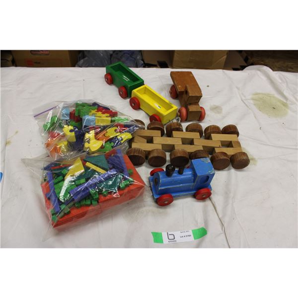 Lot of Kids Wooden Toys (Blocks and Train)