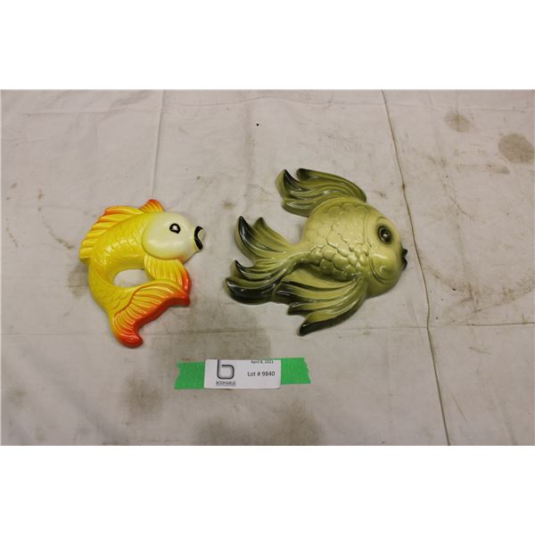 2 Chalkware Fish Wall Art