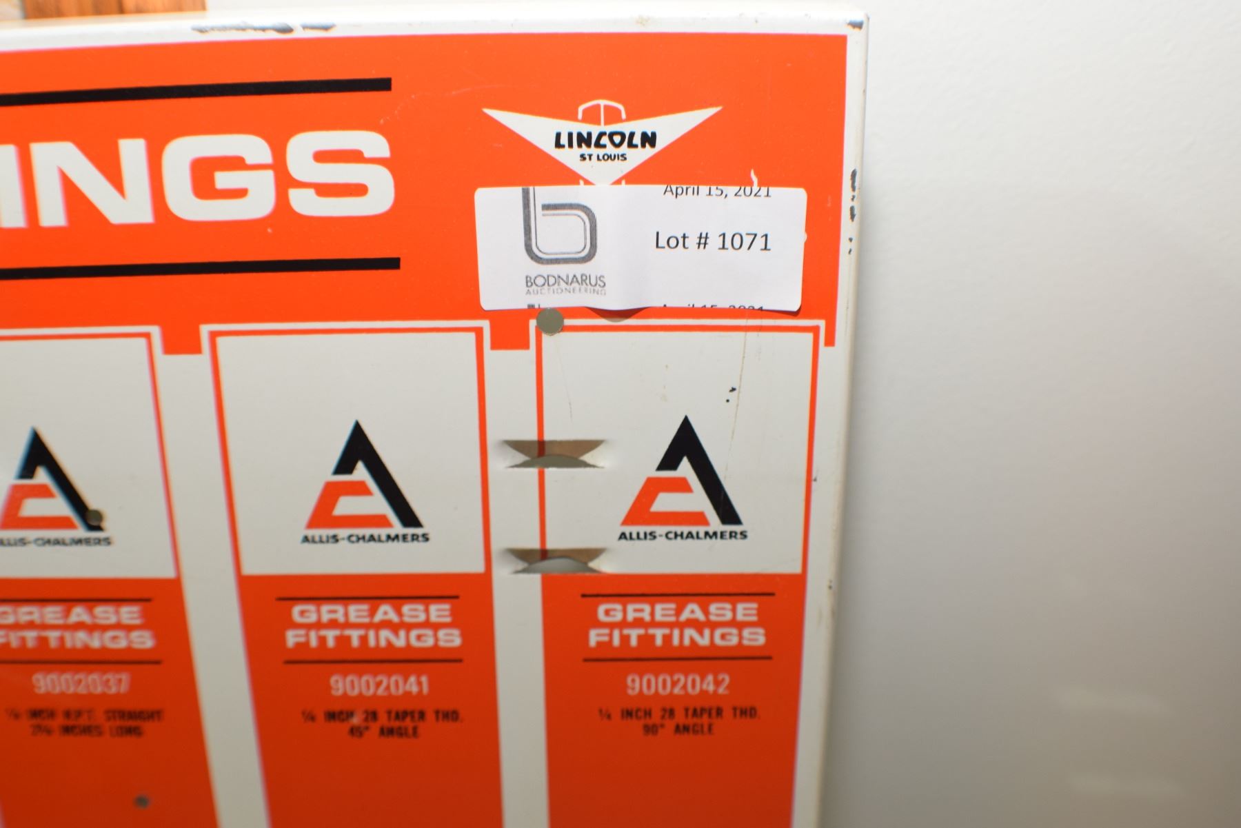 ALLIS CHALMERS TRACTOR TIN DISPLAY RACK SIGN - Bodnarus Auctioneering