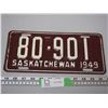 Image 1 : 1949 Sask Licence Plate