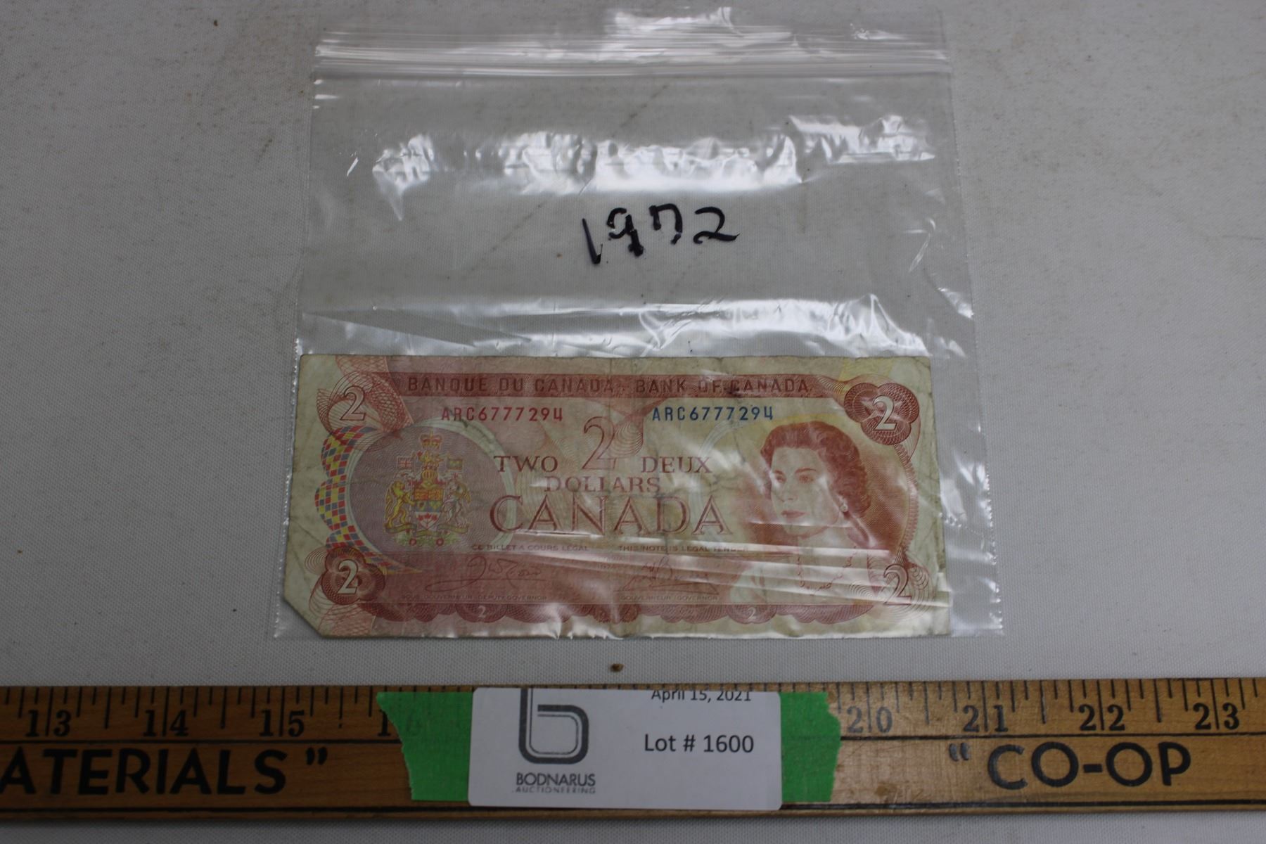 1972 Canadian $2 Bill - Bodnarus Auctioneering