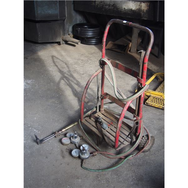 Acetylene Cart with Hoses and Gauges