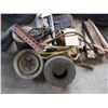 Image 1 : Misc Lot, Tires, Gas Can, Wooden Blocks