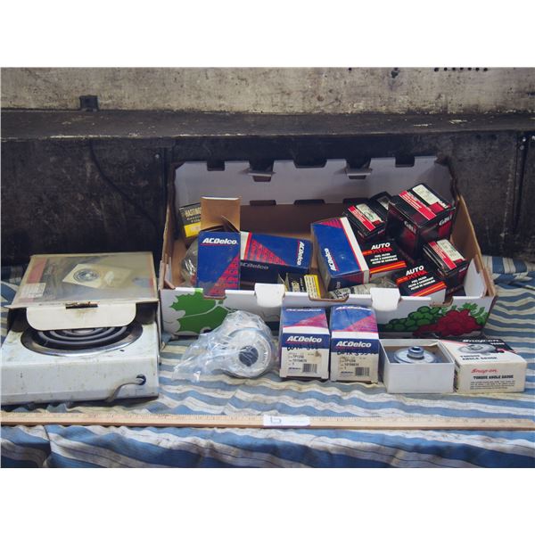 AC Delco Fuel Filters and Other Fuel Filters plus Snap On Torque Angle Gauge and misc