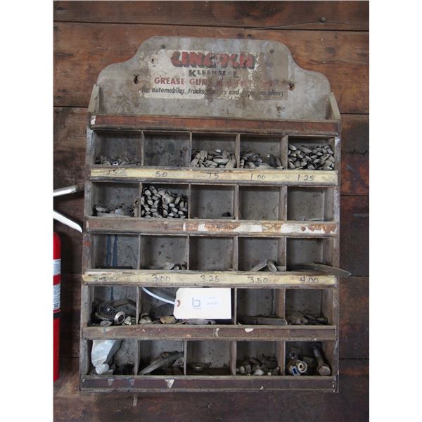 Wooden Lincoln Display Cabinet with Contents 20 by 28"