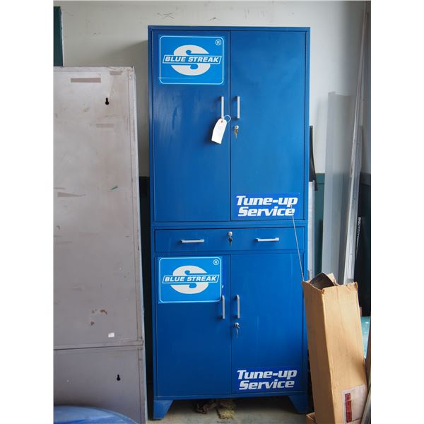 Blue Streak Metal Display Cabinet with Keys (No Contents) 32 by 79" T