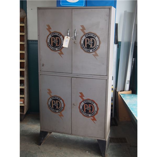 P& D Genuine Ignition Parts Metal Display Cabinet 32.5 by 65" T