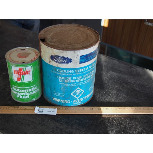 Sonic Auto Trans Fluid 1 Quart Can, Ford Antifreeze Tin