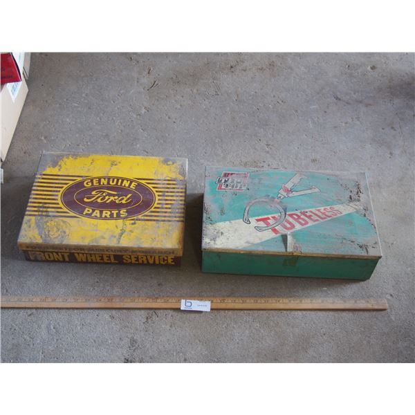 2X THE MONEY - Vintage Genuine Ford Cardboard Part Box Plus Remi Tim Top Tin Box