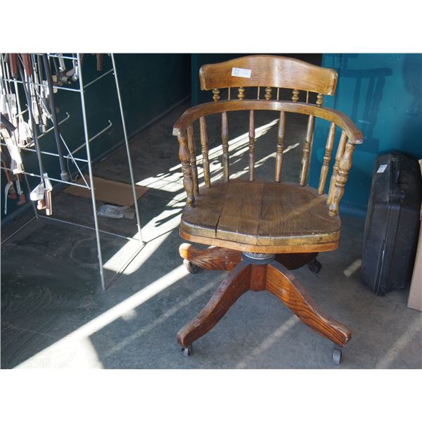 Wooden Office Chair on Casters