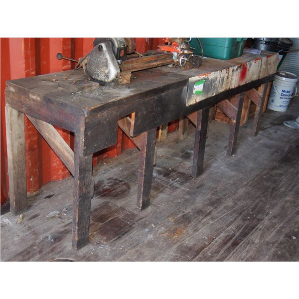 Work Bench Wooden 8ft by 23 by 31" T (No Contents)