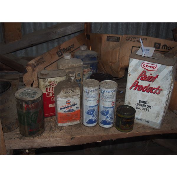 Vintage Oil Cans with Contents